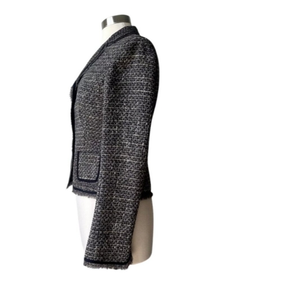 Bergdorf Goodman Grey Brown Silk Lined Wool Tweed High-end Blazer Size S - Picture 10 of 16